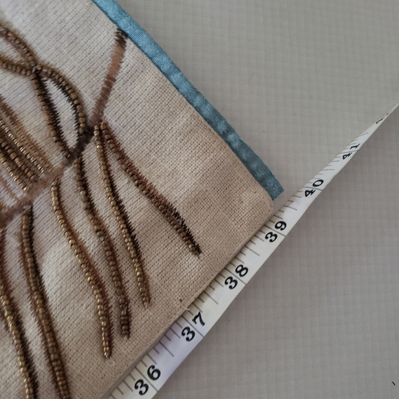 Beautiful Teal and Bronze Peacock Feather Tapestry - Picture 13 of 15